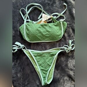 Berlook Green Textured side tie Bikini Set NEW medium